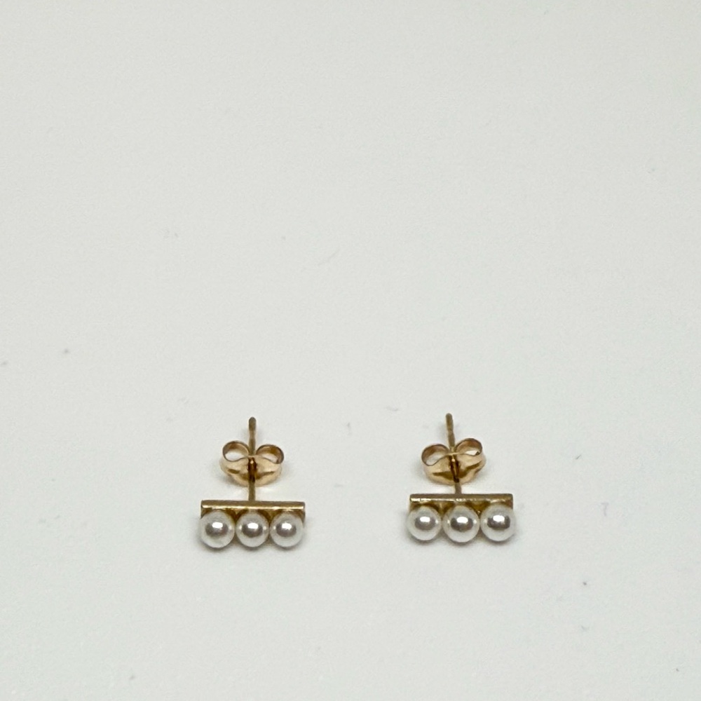 NEW Solid 14K Gold Natural Pearl Earrings